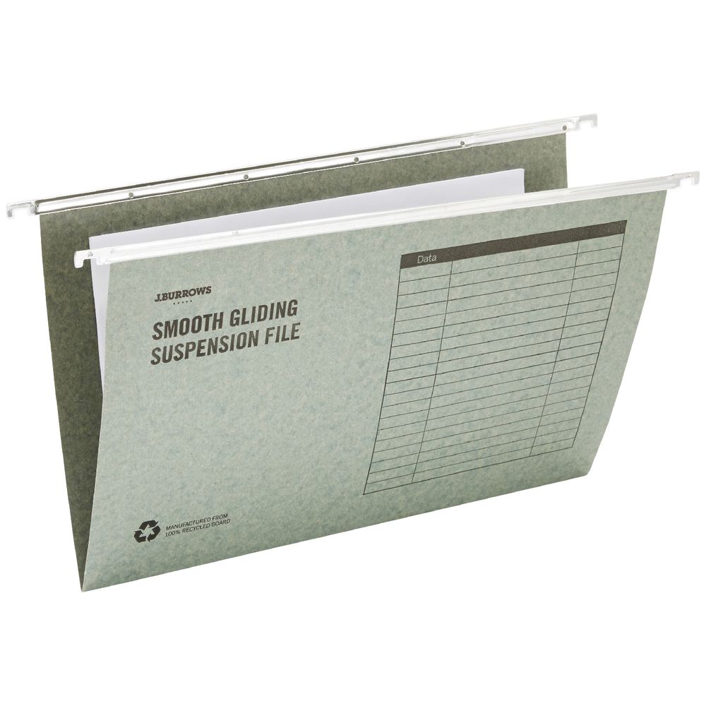 J.Burrows Suspension File Foolscap Bright Green 10 Pack