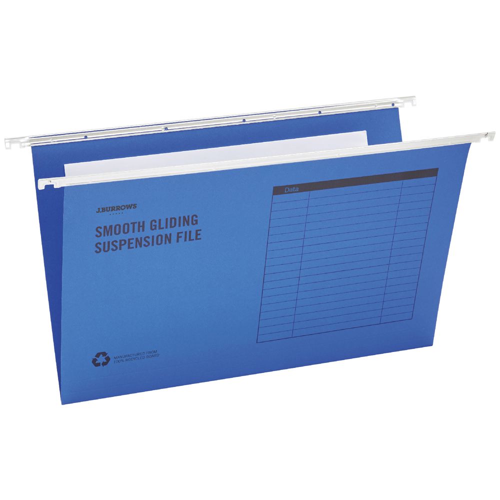 J.Burrows Suspension File Foolscap Blue 25 Pack