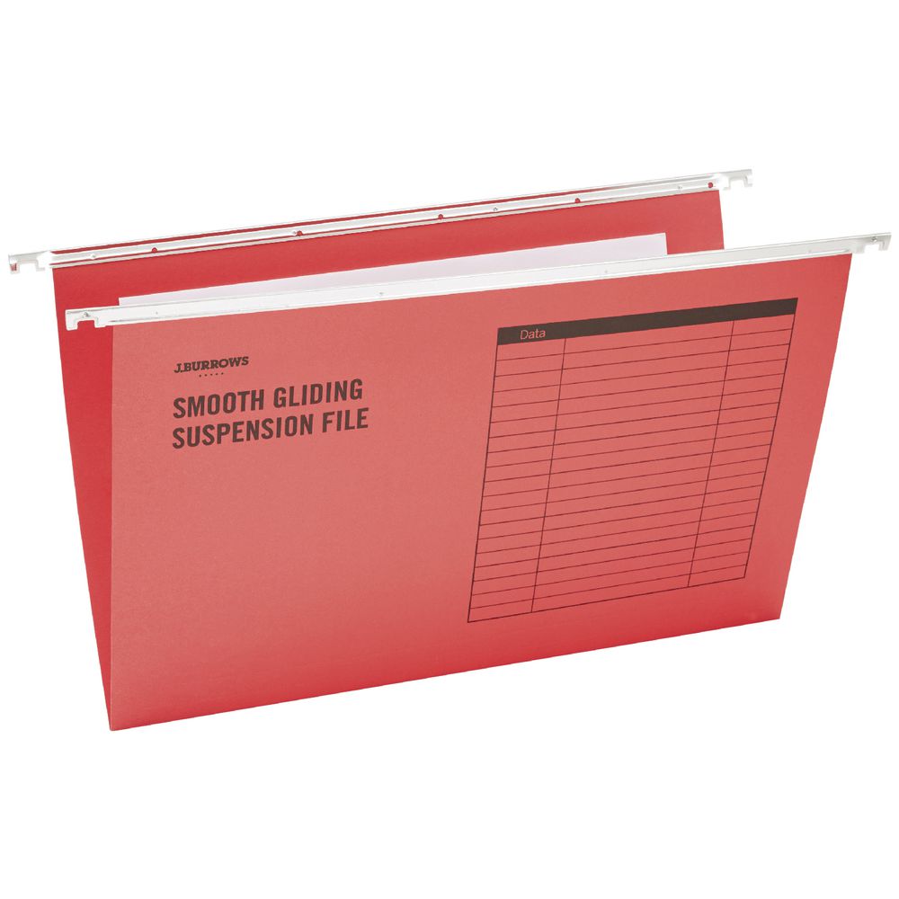J.Burrows Suspension File Foolscap Red 25 Pack