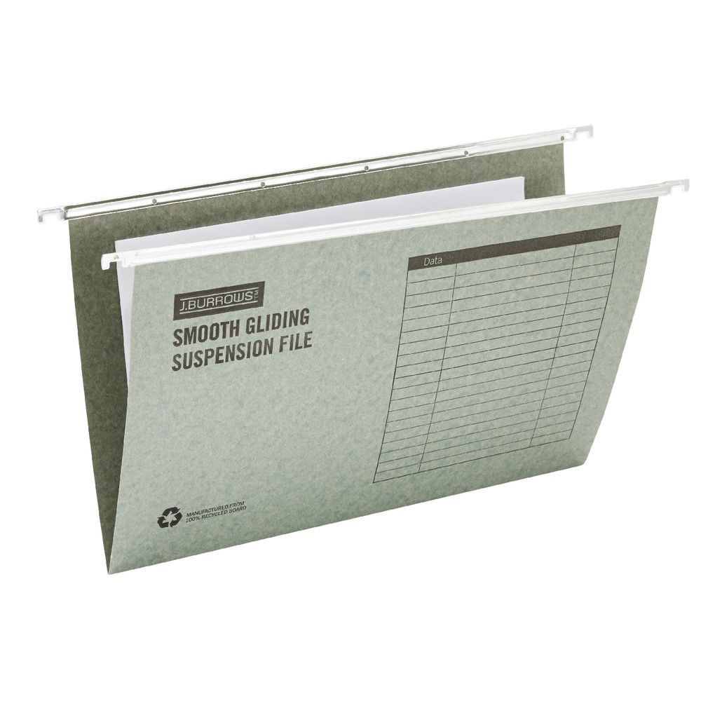 J.Burrows Suspension File Foolscap Green 50 Pack