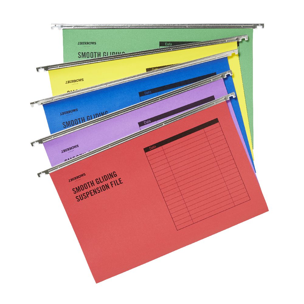 J.Burrows Suspension File Foolscap Assorted 50 Pack