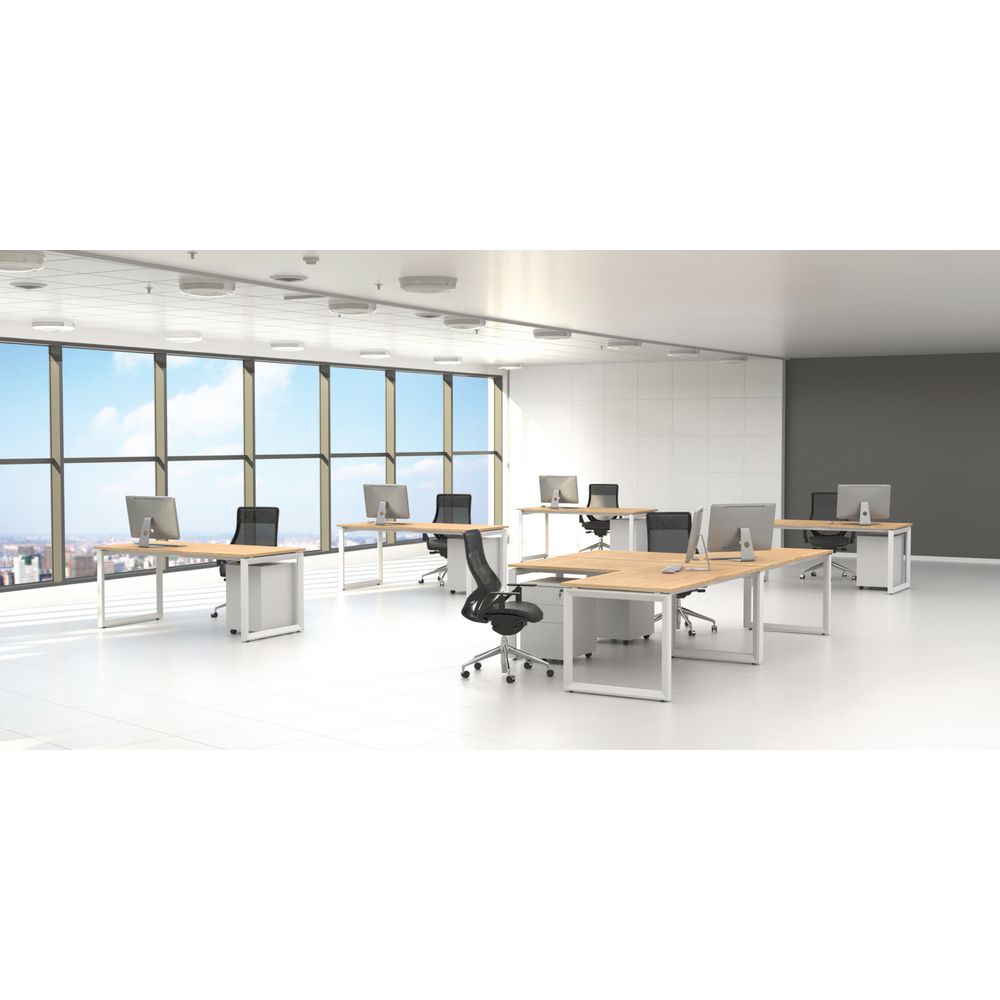 Stilford Electric Height Adjustable Desk White/Oak 1800mm