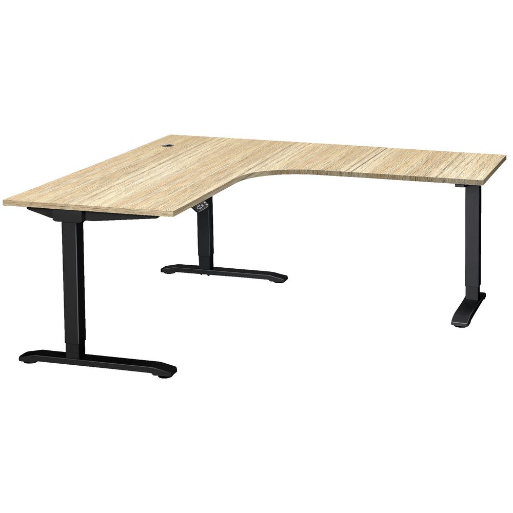 Stilford Adjustable Electric Workstation Black/Oak 1800mm