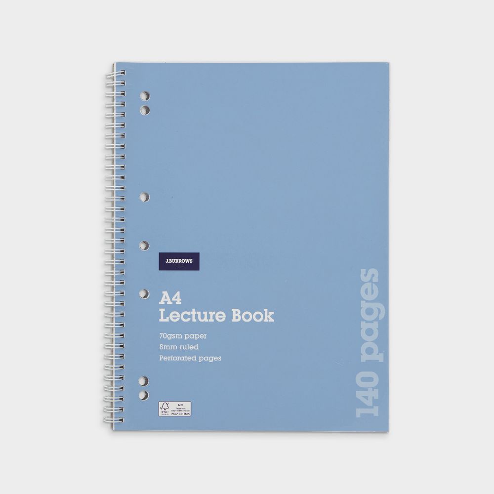 J.Burrows A4 Spiral Lecture Book 120 Page