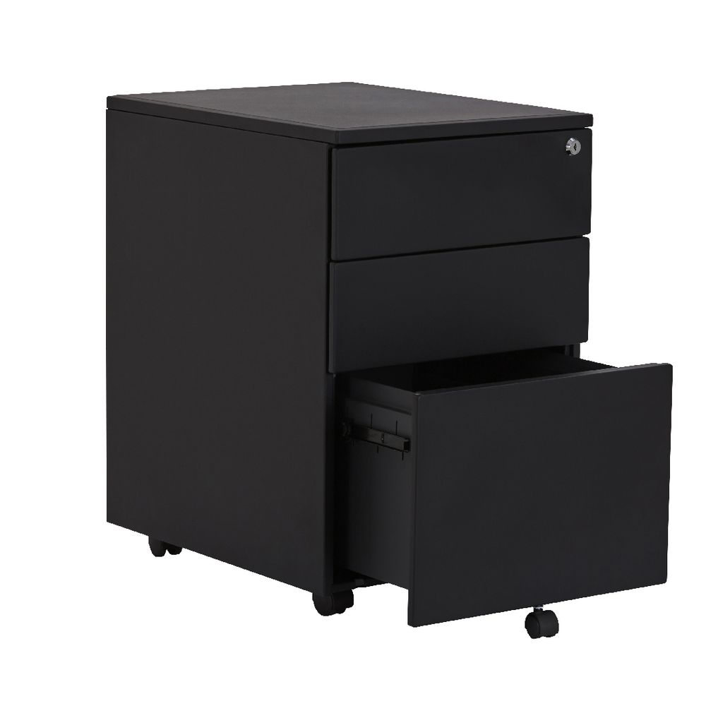 Stilford 3 Drawer Mobile Pedestal Black