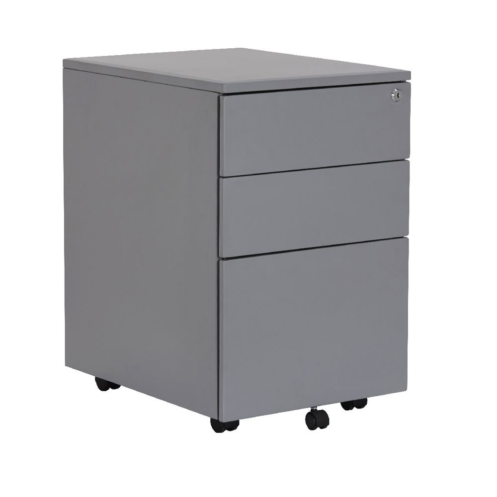 Stilford 3 Drawer Mobile Pedestal Silver