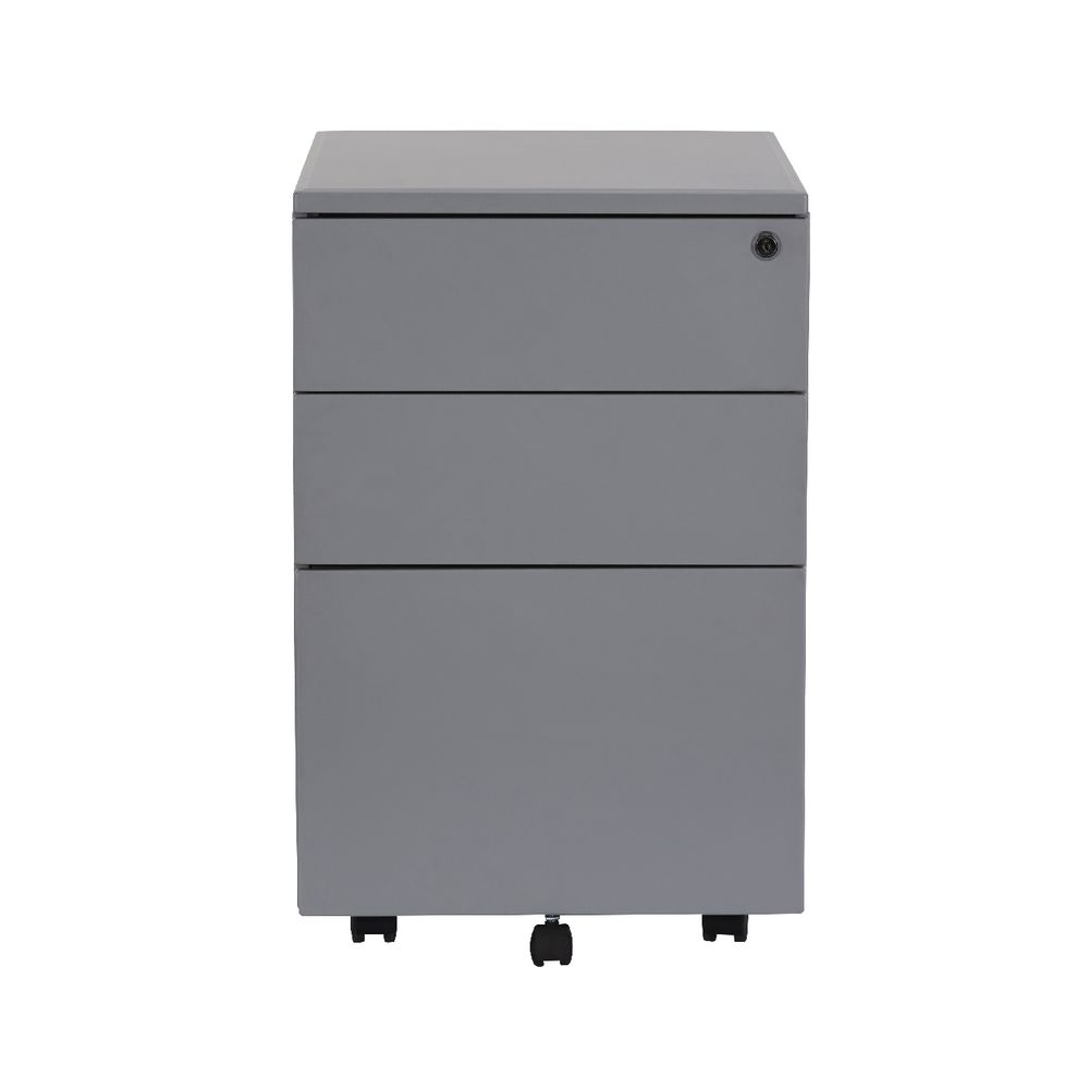 Stilford 3 Drawer Mobile Pedestal Silver