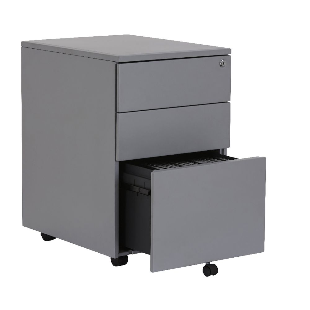 Stilford 3 Drawer Mobile Pedestal Silver