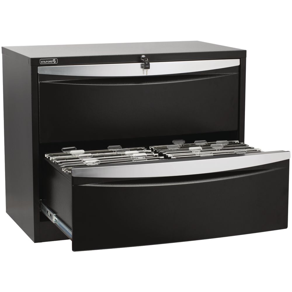 Stilford 2 Drawer Lateral Filing Cabinet Black