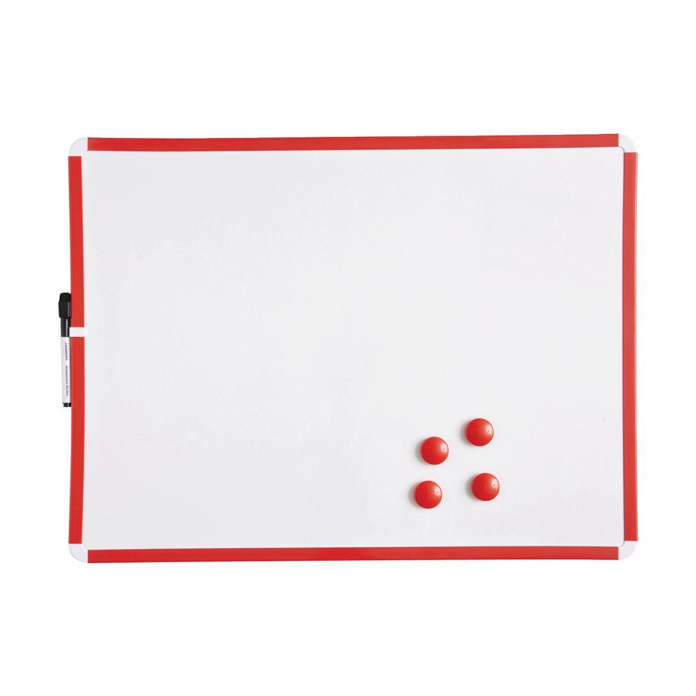 J.Burrows Magnetic Whiteboard 600 x 450mm Red