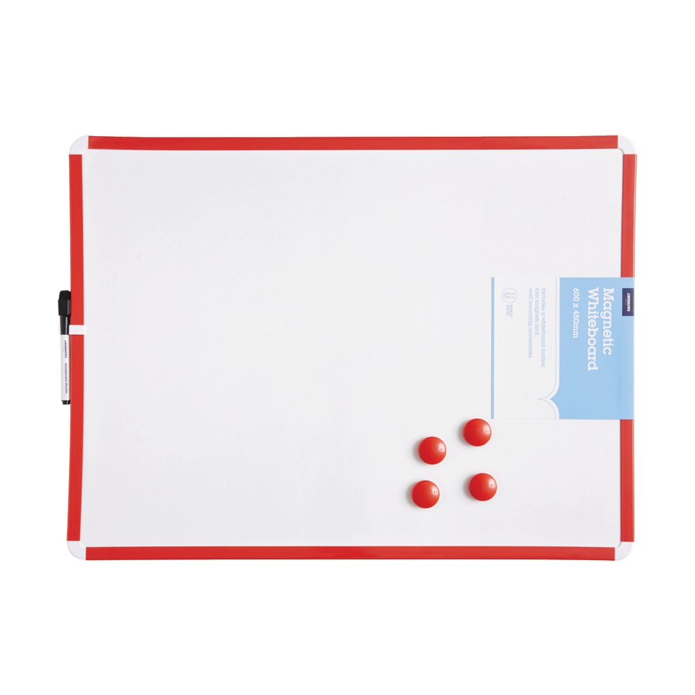 J.Burrows Magnetic Whiteboard 600 x 450mm Red