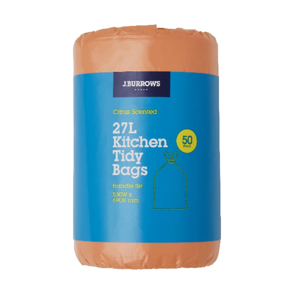 J.Burrows Kitchen Tidy Plastic Bags 27L Citrus Scent 50 Pack