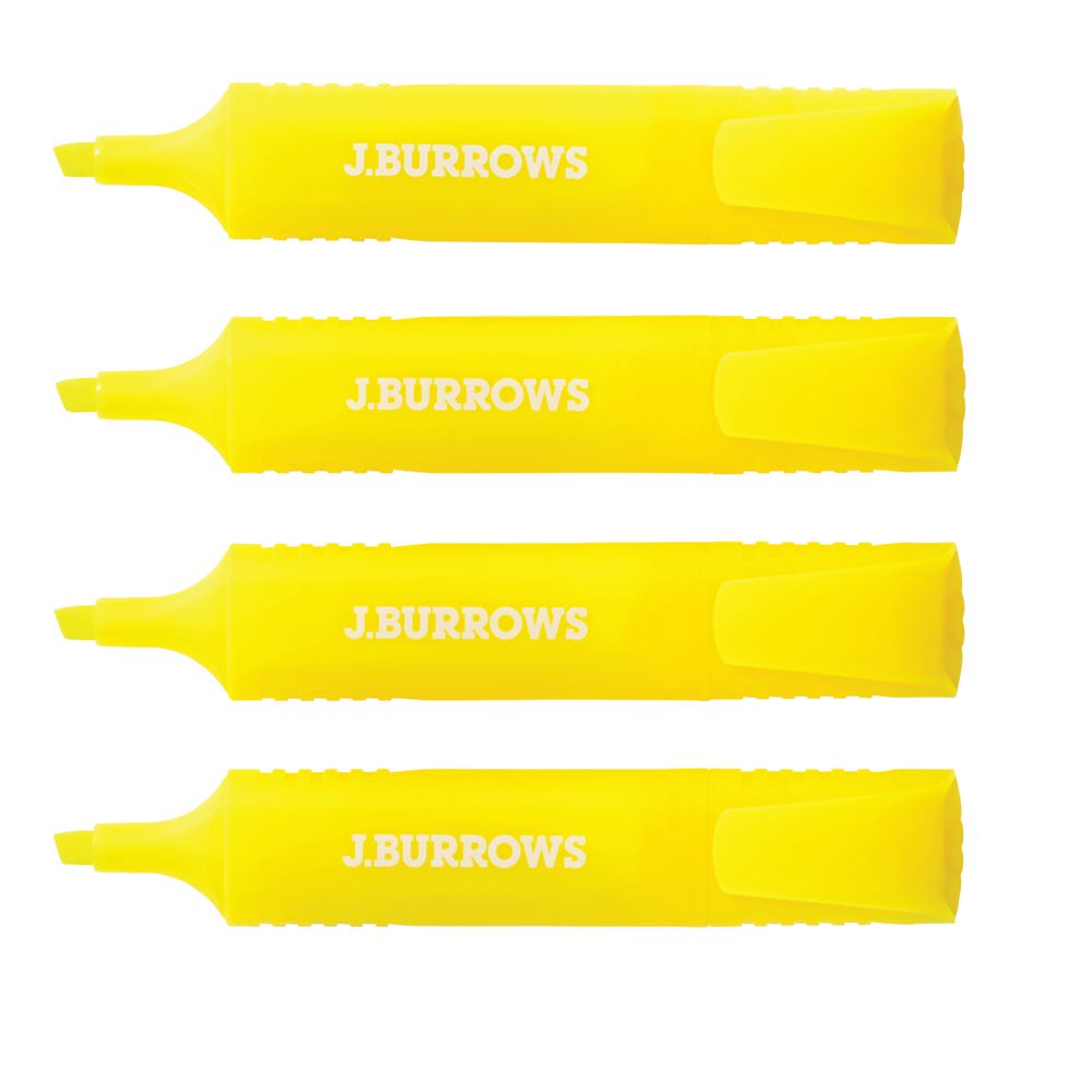 J.Burrows Highlighters Yellow 4 Pack