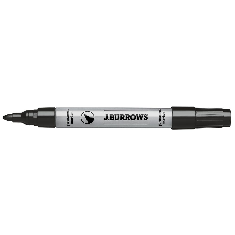 J.Burrows Permanent Markers Bullet Black 10 Pack