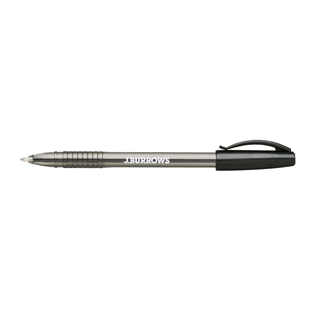 J.Burrows Ballpoint Pens Black 12 Pack Officeworks