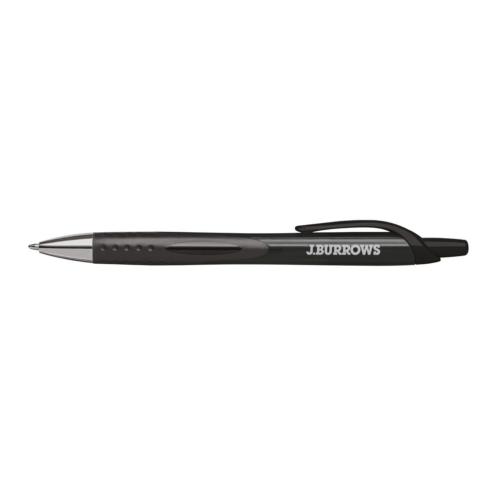 J.Burrows Retractable Ballpoint Pens Black 12 Pack