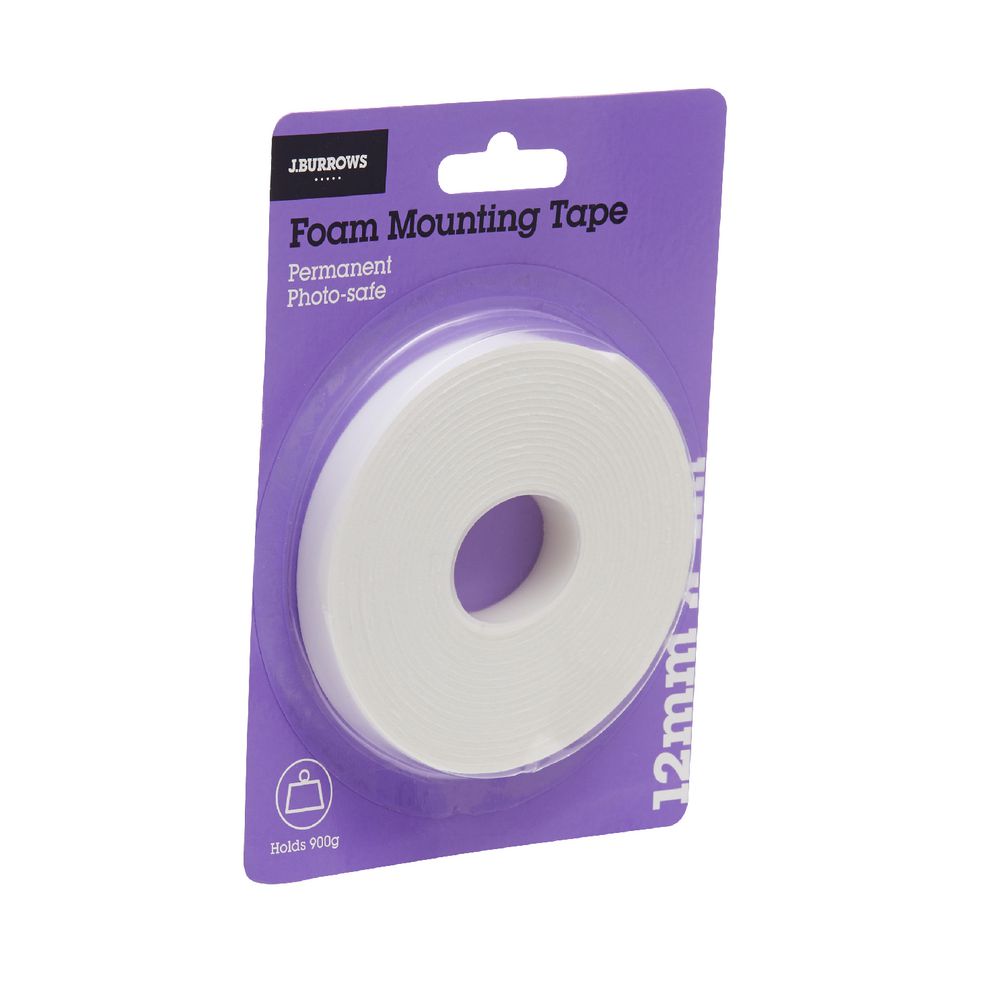J.Burrows Permanent Foam Mounting Tape 12mm x 4m