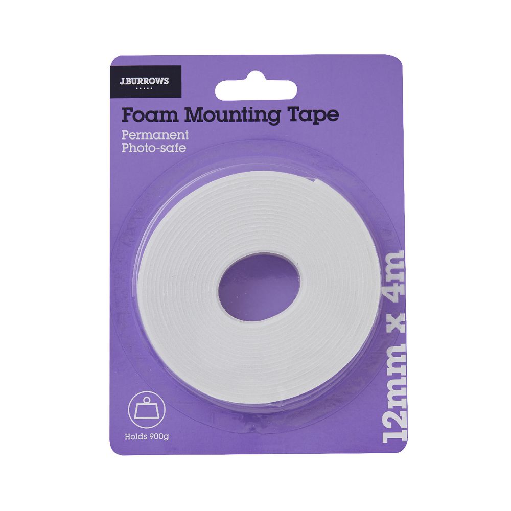 J.Burrows Permanent Foam Mounting Tape 12mm x 4m