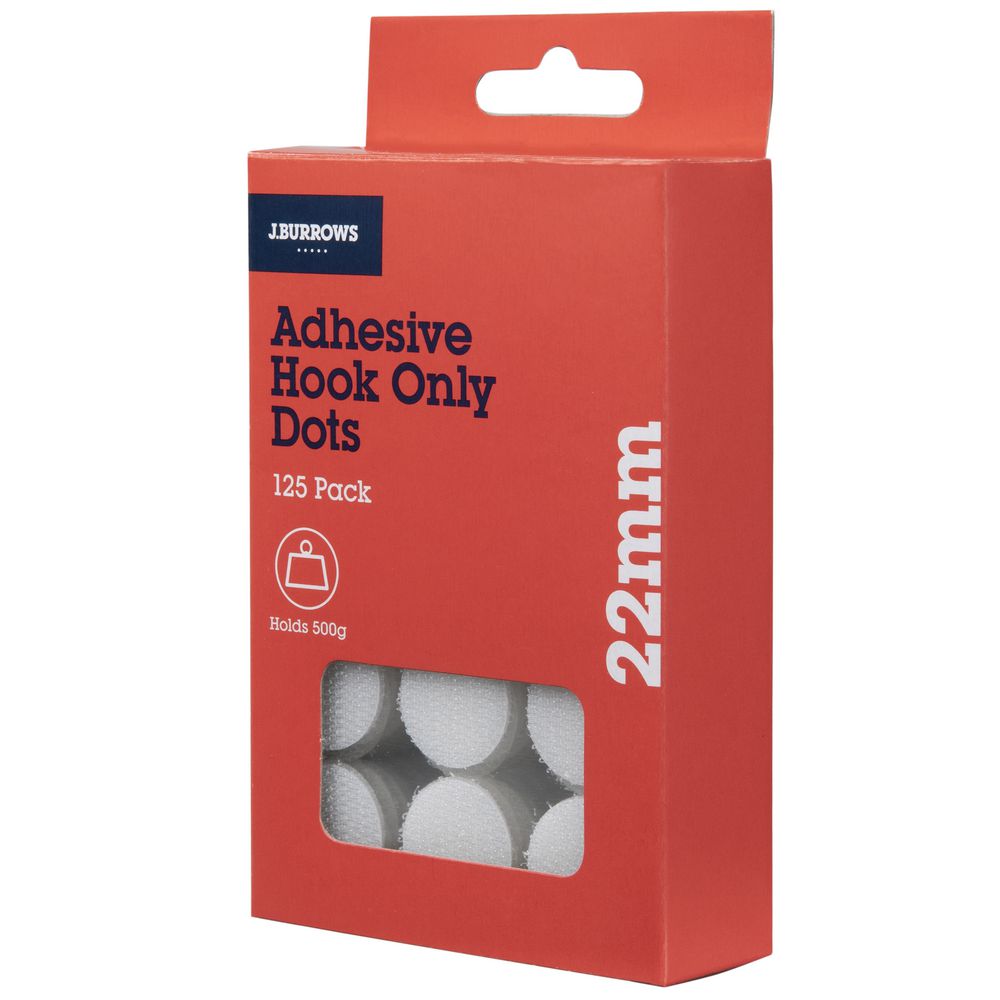 J.Burrows Hook Only Dots 22mm White 125 Pack