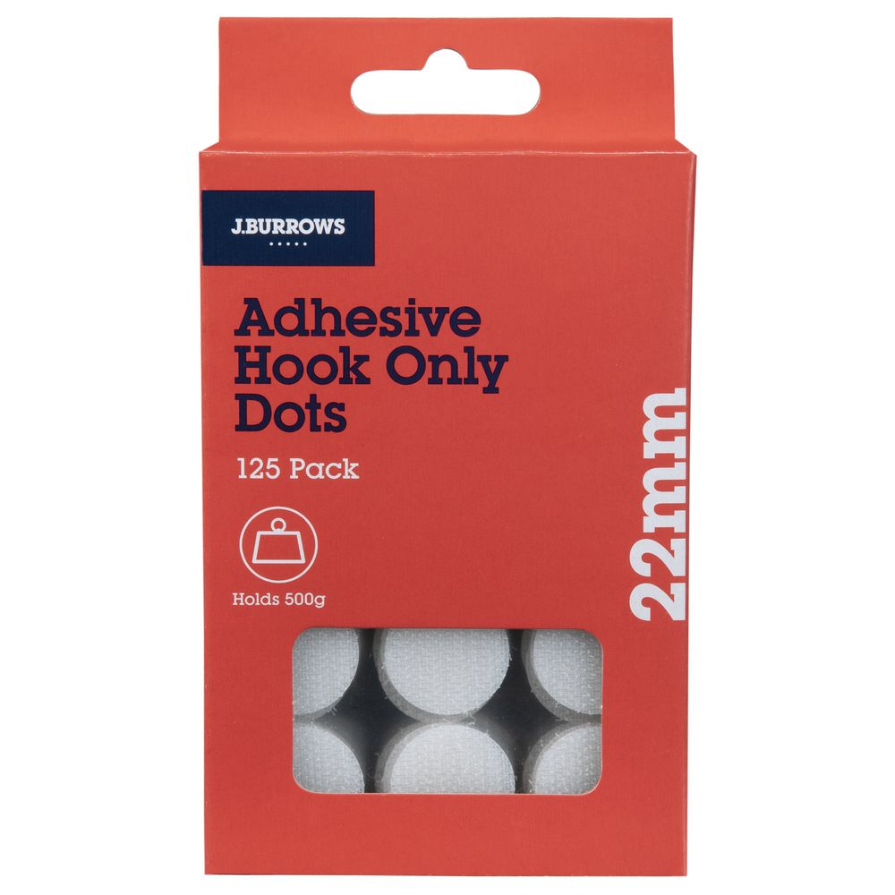 J.Burrows Hook Only Dots 22mm White 125 Pack