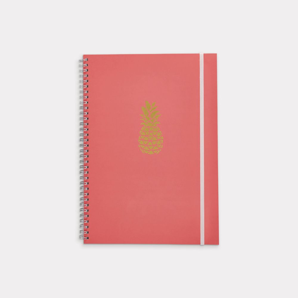 A4 Spiral Notebook 160 Page Pink Gold Foil