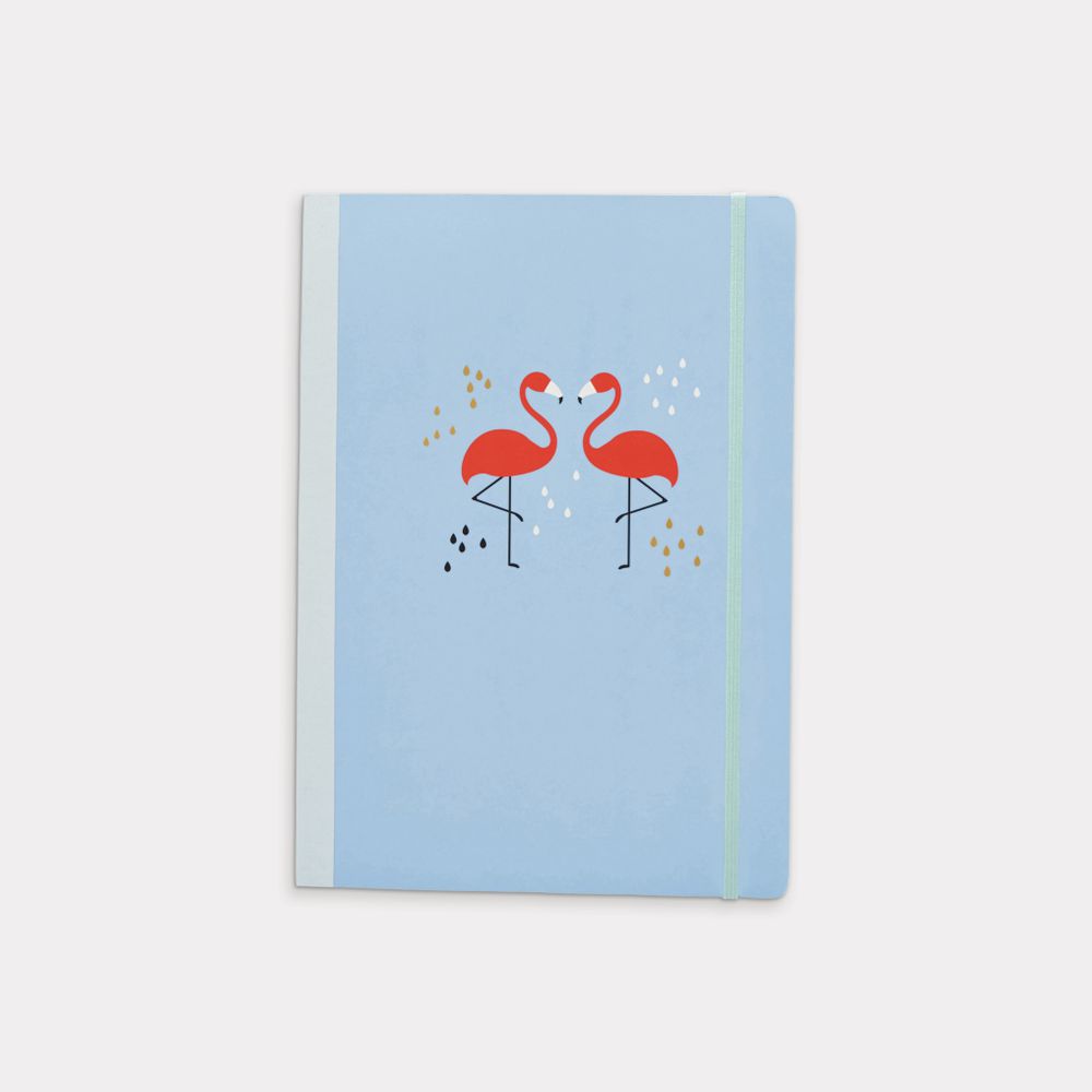 A4 Fabric Notebook 160 Page Blue Flamingo