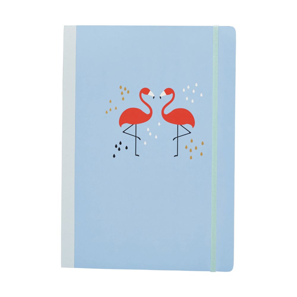 A4 Fabric Notebook 160 Page Blue Flamingo