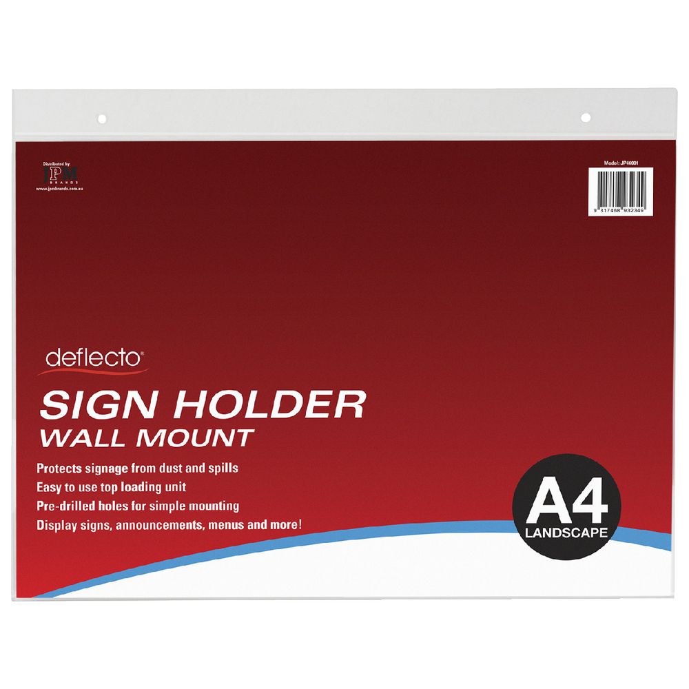 deflect-O Wall Mount A4 Sign Holder Landscape