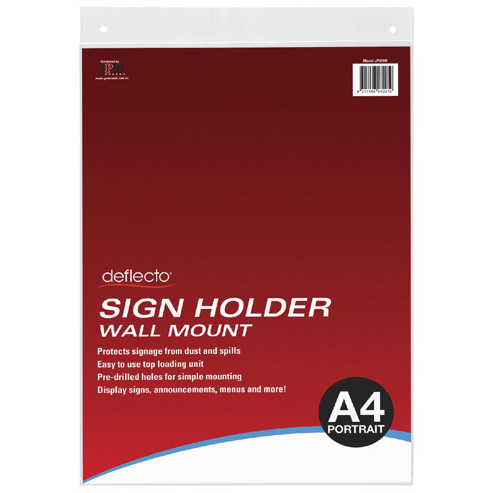 deflectO Wall Mount A4 Sign Holder Portrait Officeworks