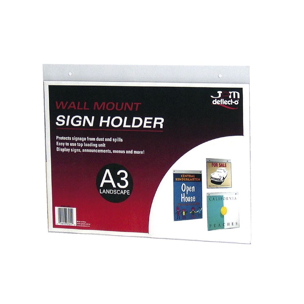 deflectO Wall Mount A3 Sign Holder Landscape Officeworks