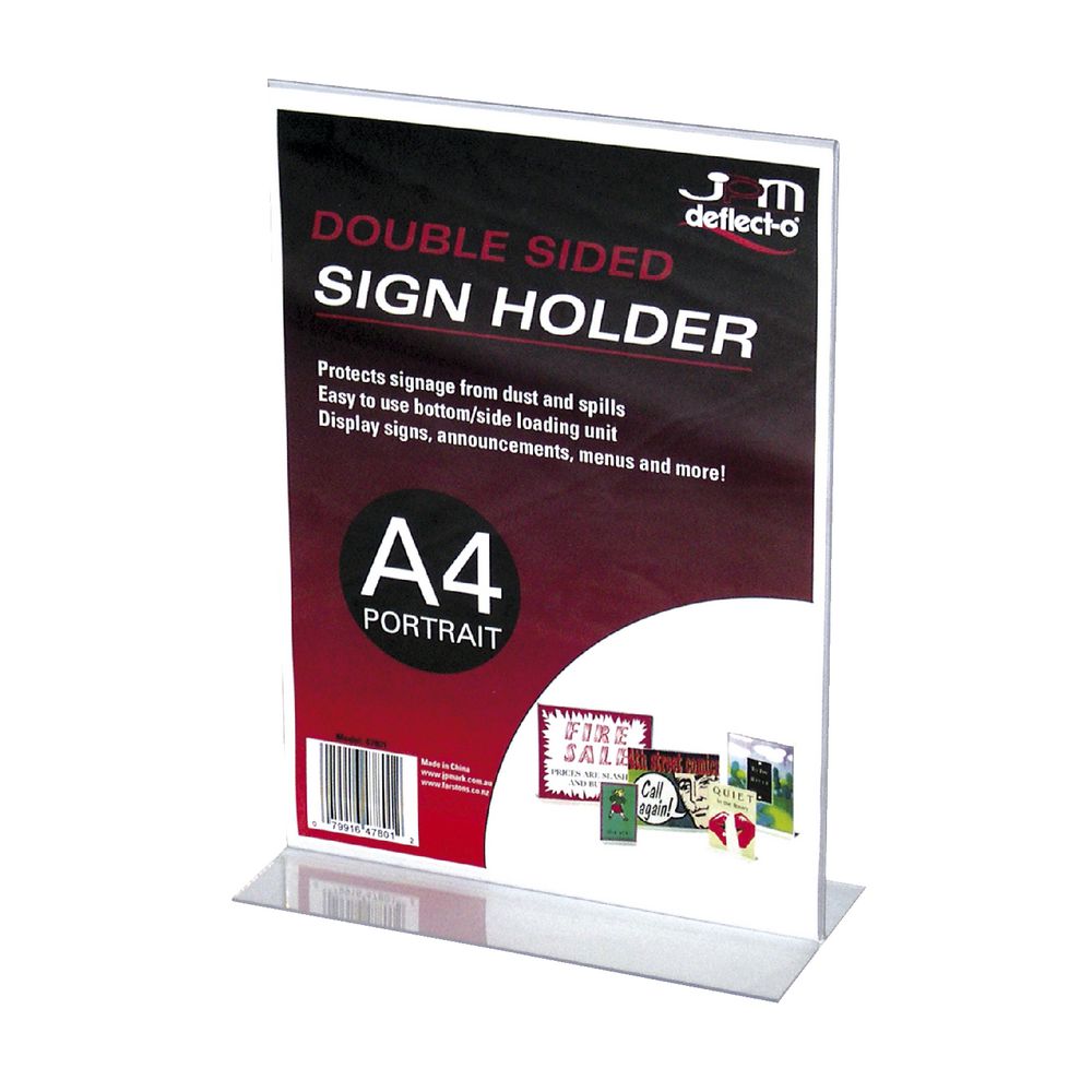 deflect-O A4 double-sided T-Shape Sign Holder Portrait