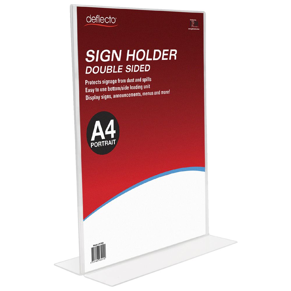 deflect-O A4 double-sided T-Shape Sign Holder Portrait
