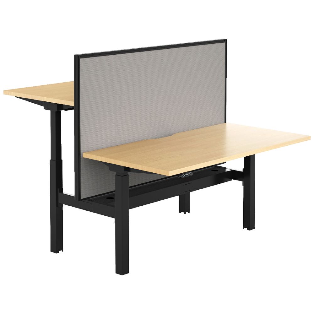 Stilford Electric 2 Person Desk 1500mm and Screen Black/Grey