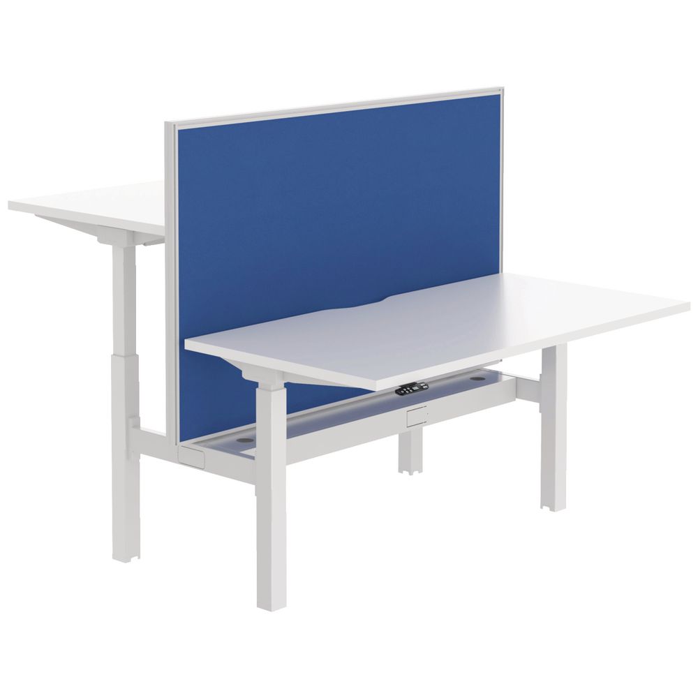 Stilford Electric 2 Person Desk 1500mm and Screen White/Blue