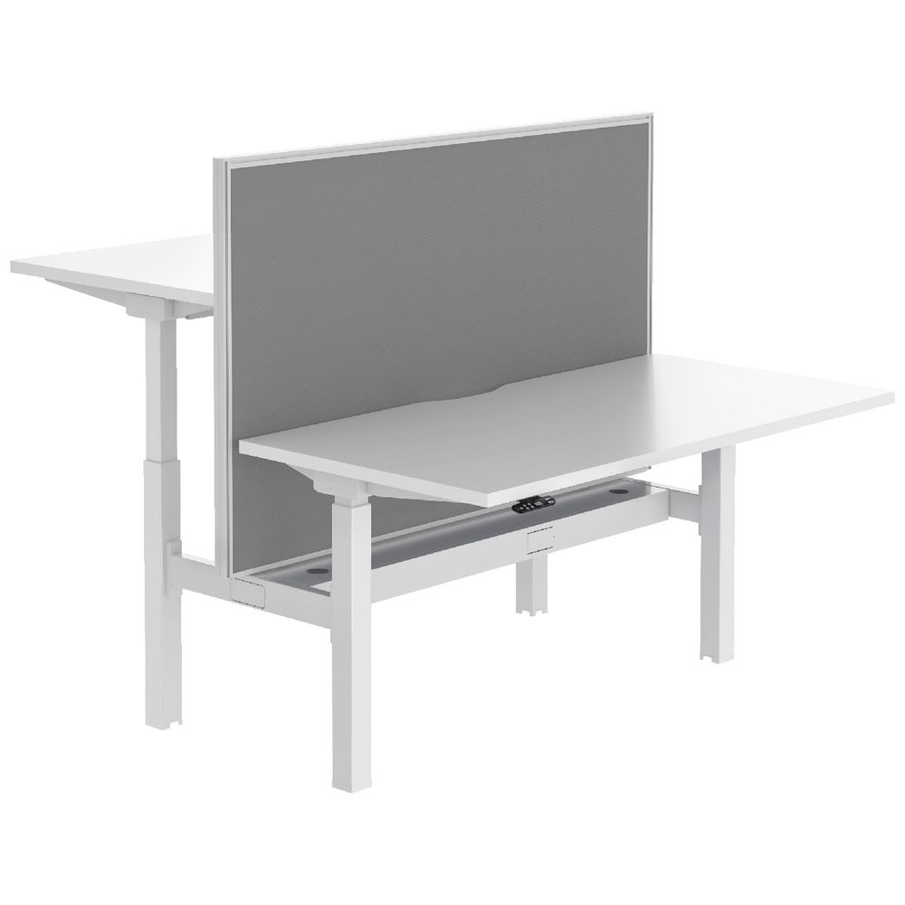 Stilford Electric 2 Person Desk 1500mm and Screen White/Grey