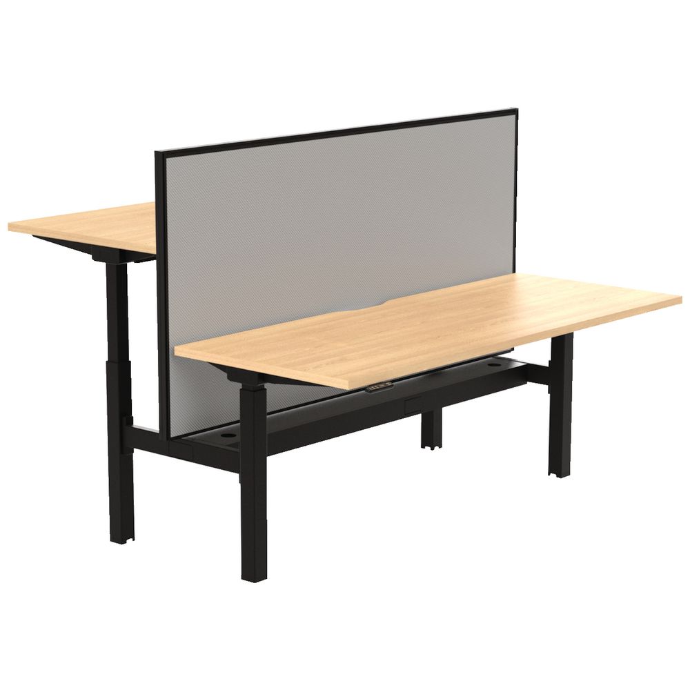Stilford Electric 2 Person Desk 1800mm and Screen Black/Grey