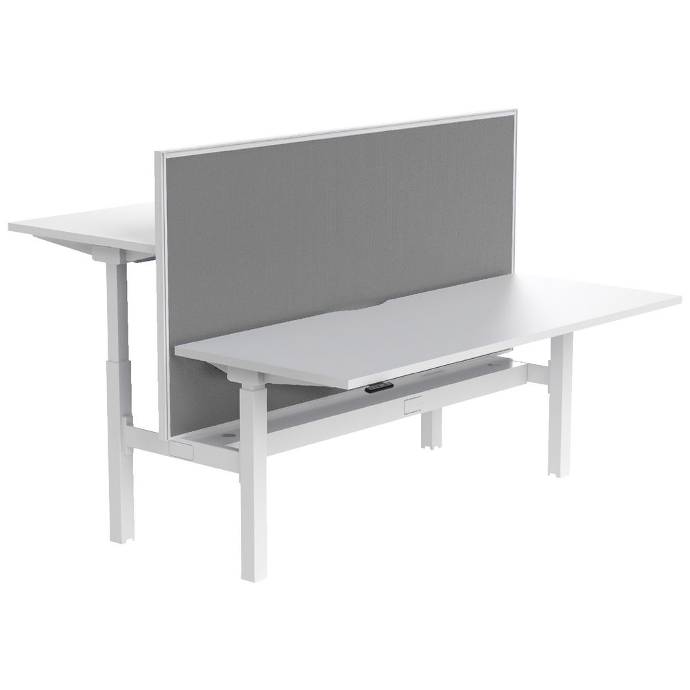 Stilford Electric 2 Person Desk 1800mm and Screen White/Grey