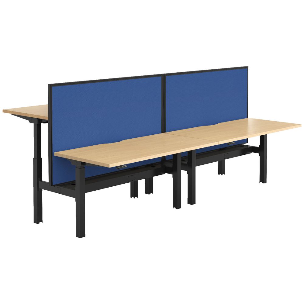 Stilford 4 Person Desk 3000mm and 2 Screens Black/Blue