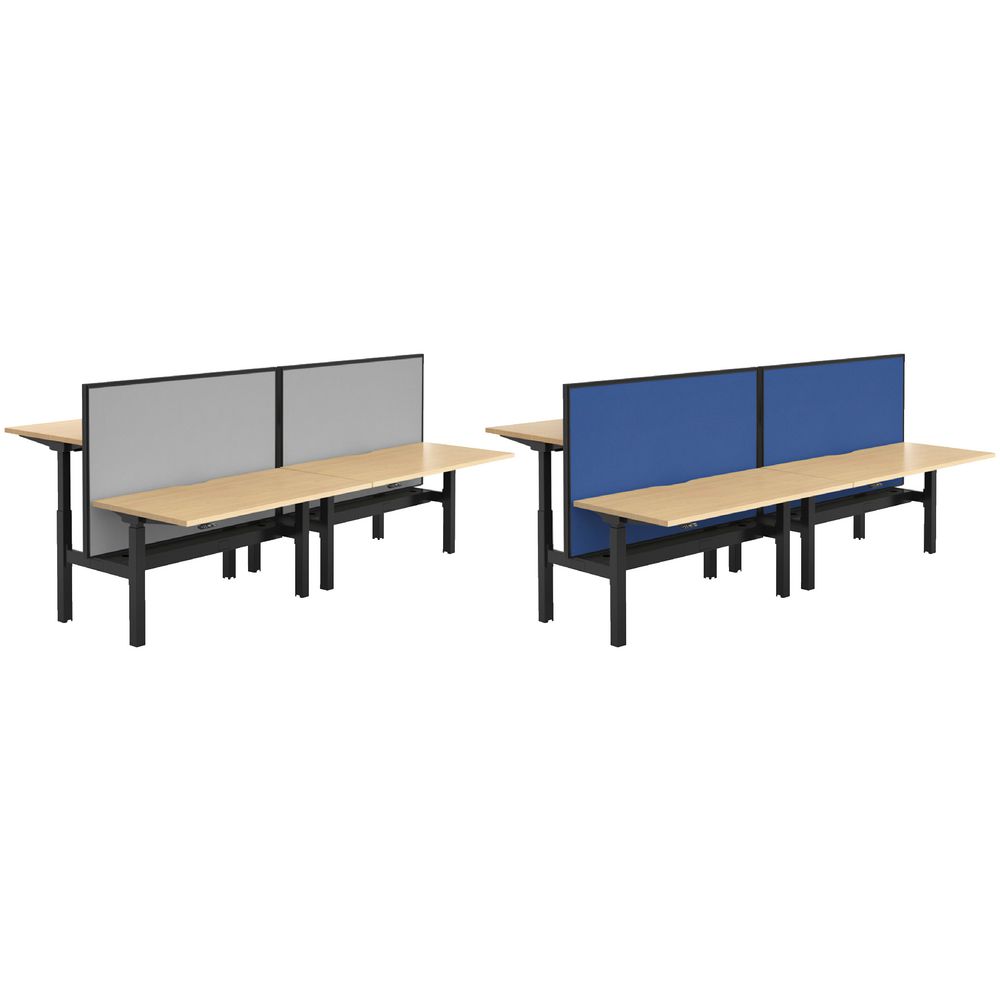 Stilford 4 Person Desk 3000mm and 2 Screens Black/Grey