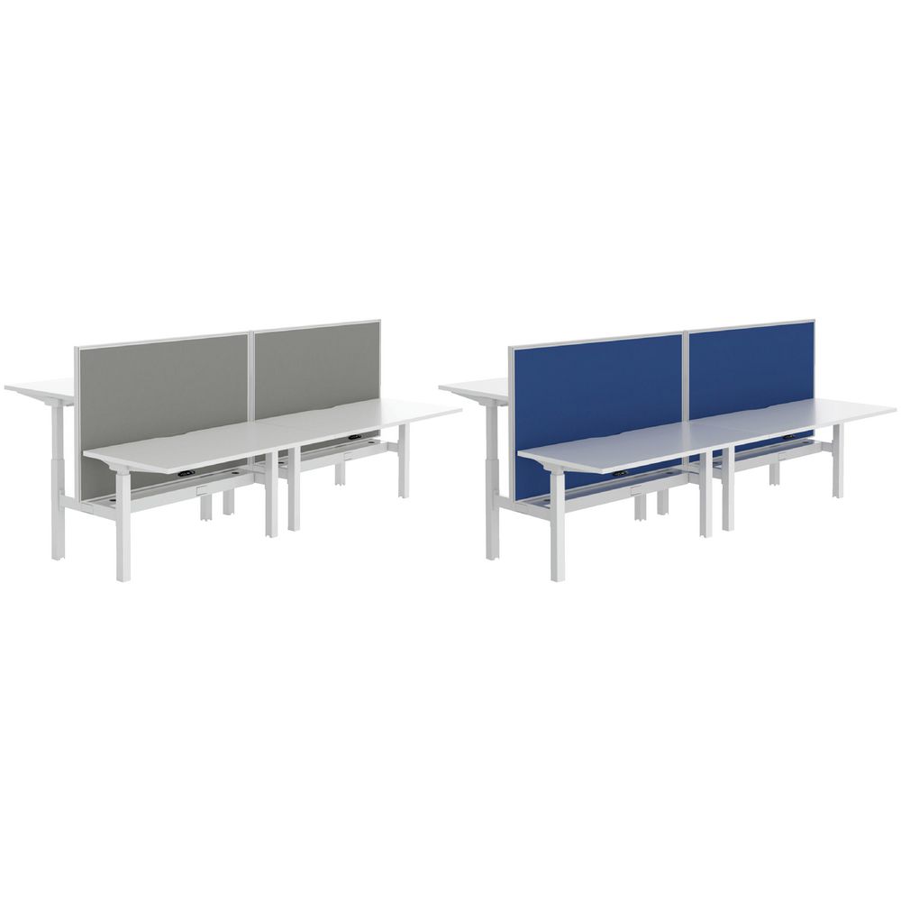 Stilford 4 Person Desk 3000mm and 2 Screens White/Blue
