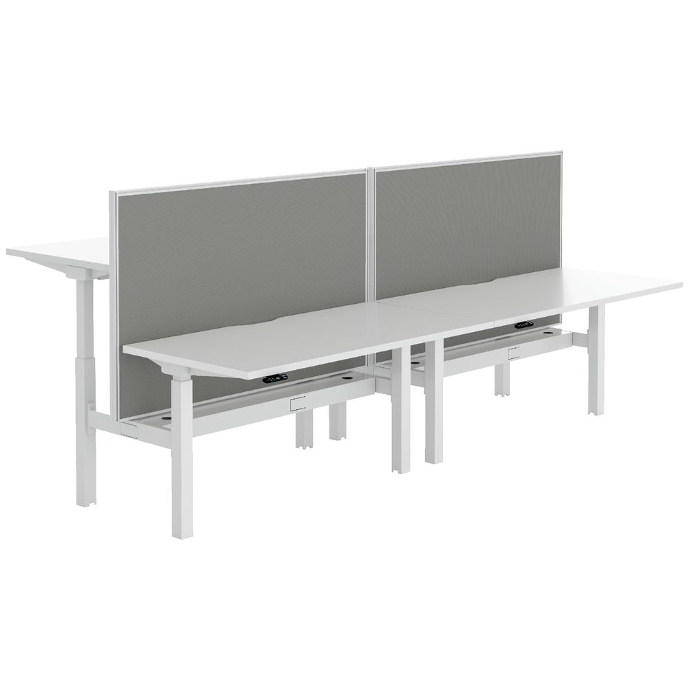 Stilford 4 Person Desk 3000mm and 2 Screens White/Grey