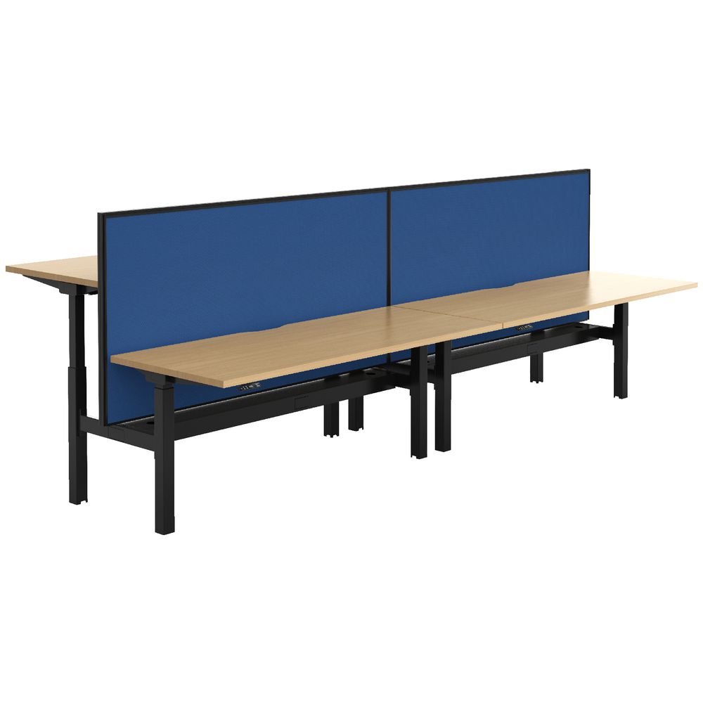 Stilford 4 Person Desk 3600mm and 2 Screens Black/Blue