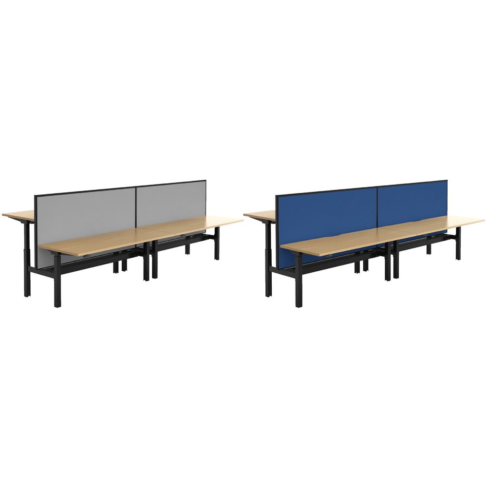 Stilford 4 Person Desk 3600mm and 2 Screens Black/Grey