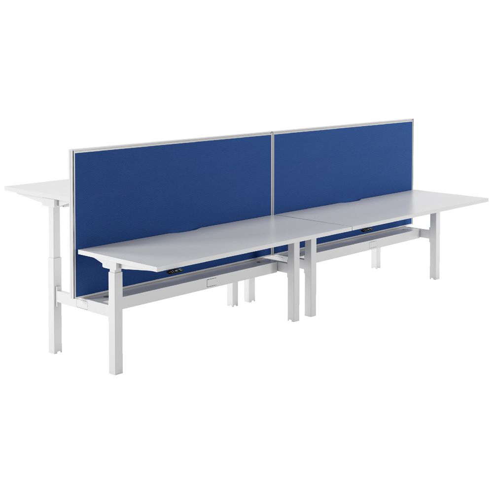 Stilford 4 Person Desk 3600mm and 2 Screens White/Blue