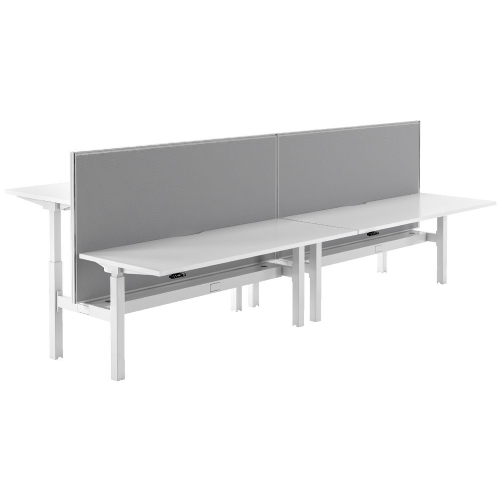 Stilford 4 Person Desk 3600mm and 2 Screens White/Grey
