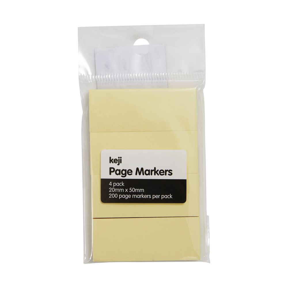 Keji Page Markers 20 x 50mm Yellow 4 Pack
