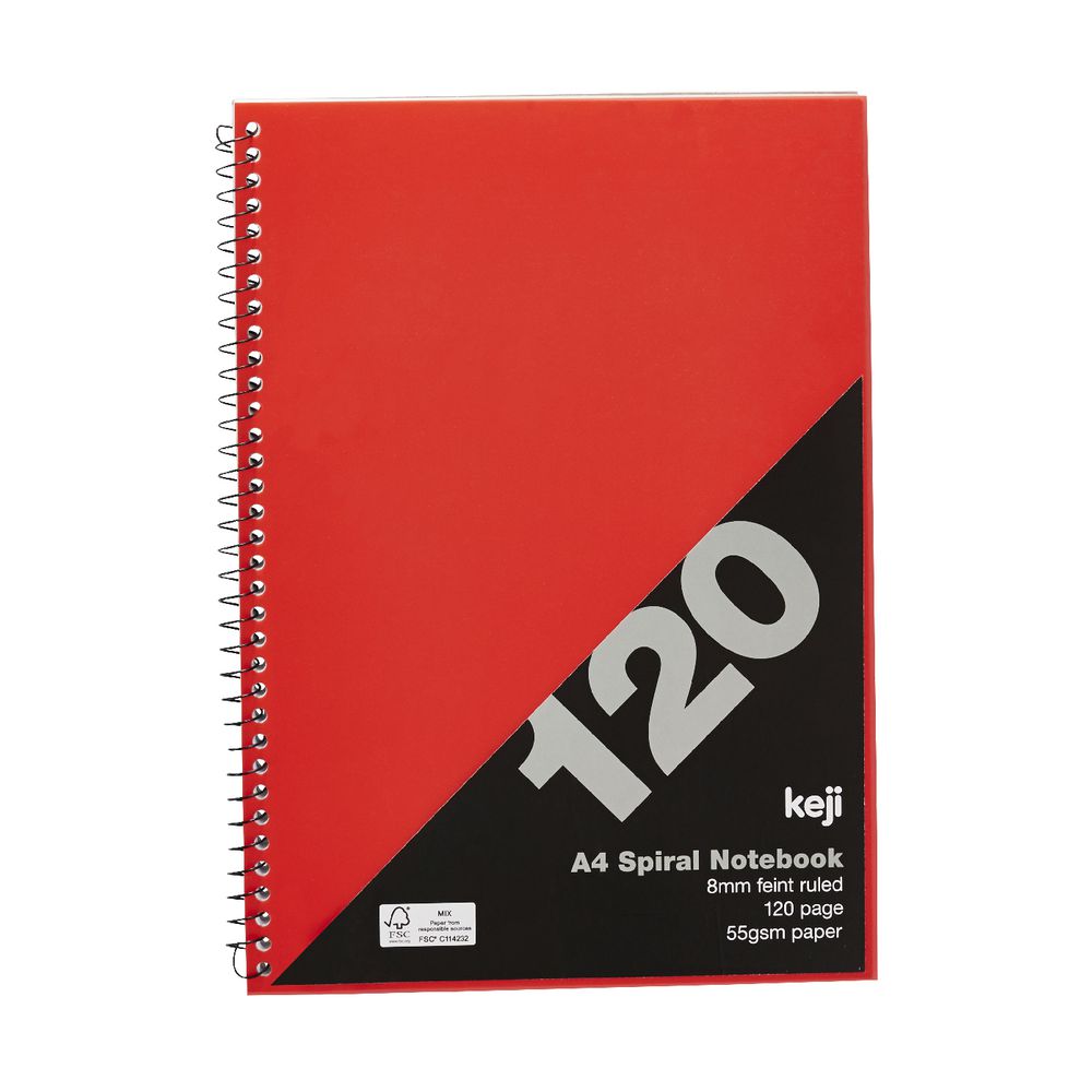 Keji A4 PP Notebook 120 Page Red