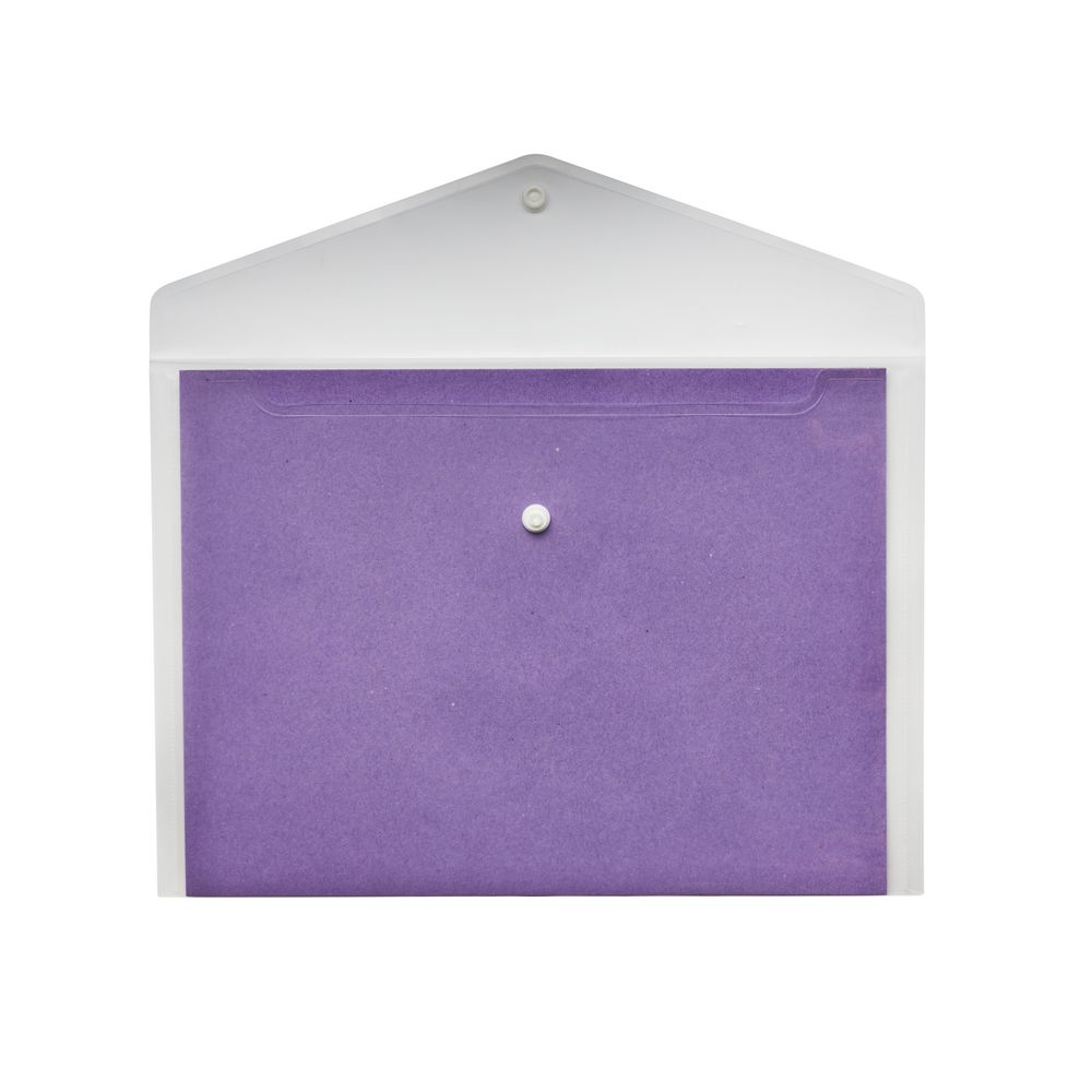 Keji Document Wallet A4 Button Closure Clear 5 Pack