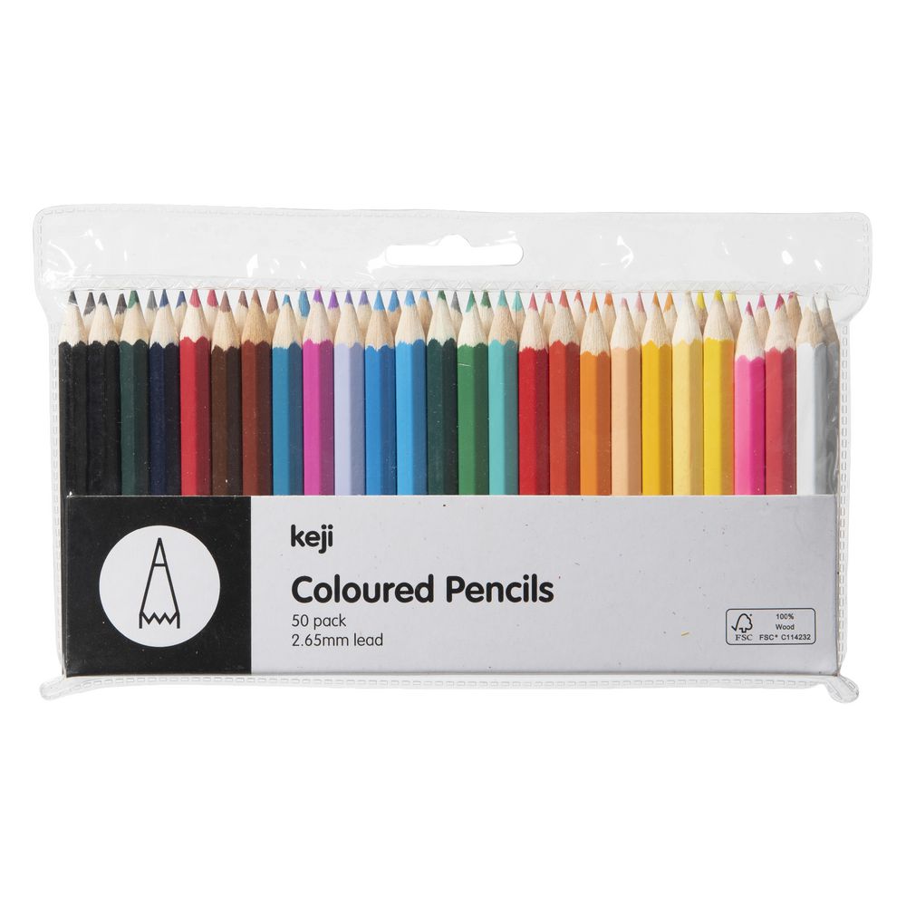 Keji Half Length Coloured Pencils 50 Pack Officeworks