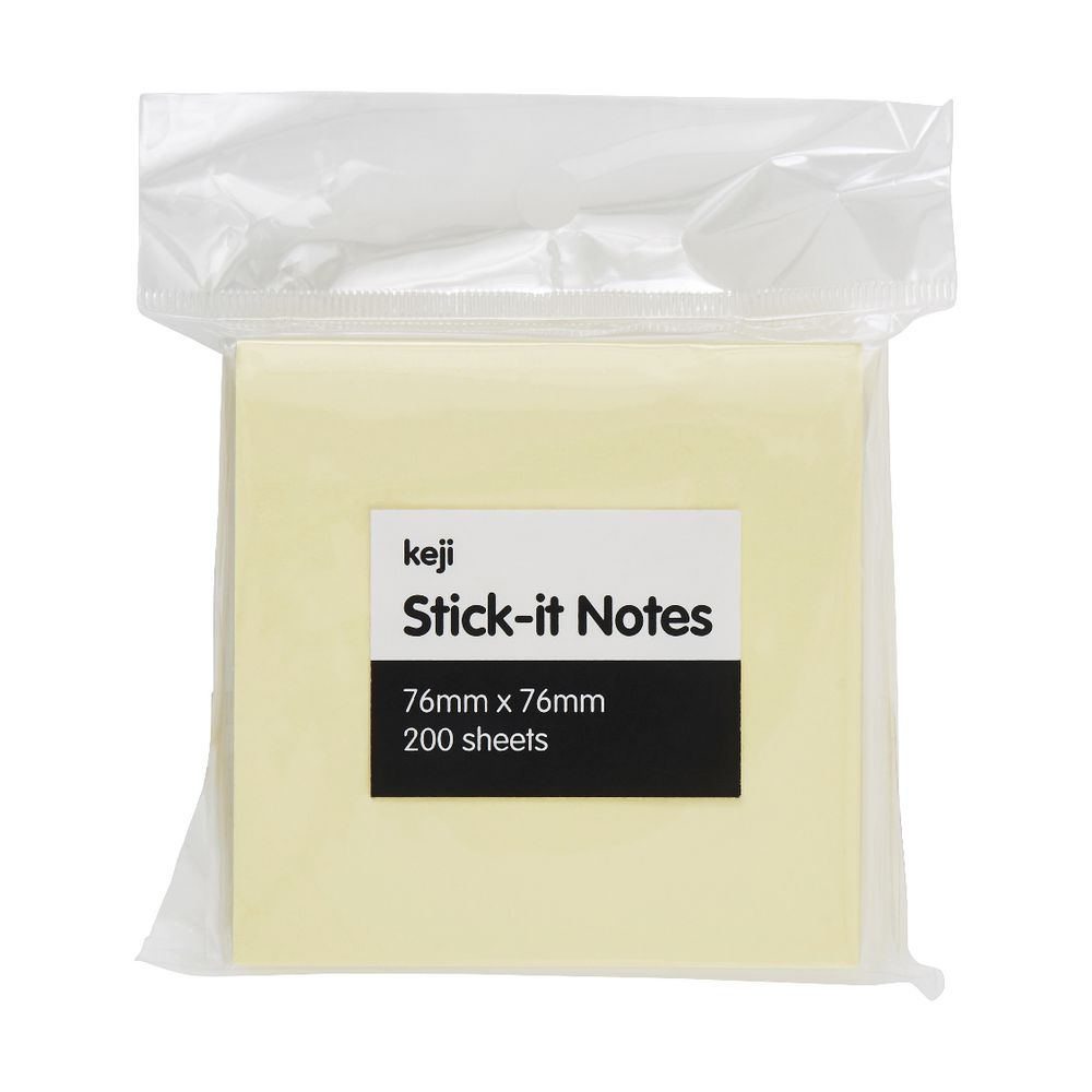Keji Stick-it Notes 76 x 76mm 200 Sheets Yellow